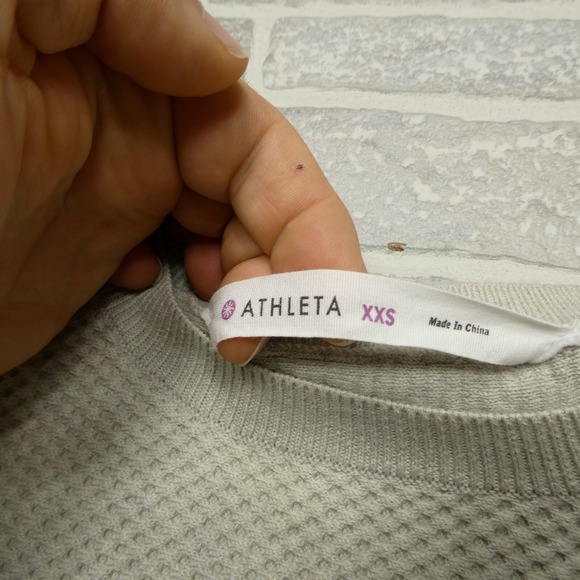 Athleta Sweater Womens 2XS Gray Waffle Knit Merino Wool Blend Soft Feel Athletic - Picture 2 of 7